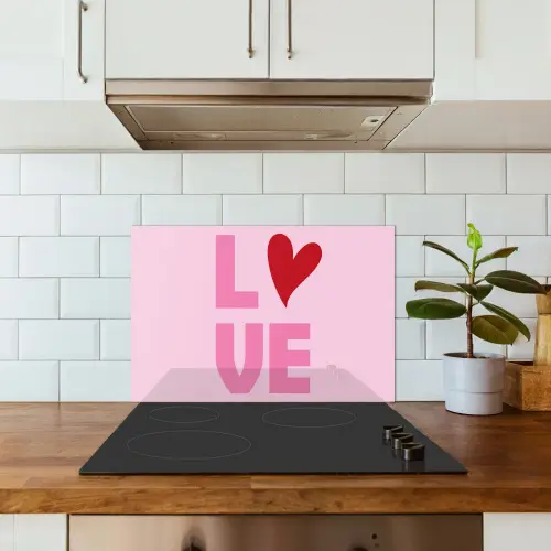 Love - Roze - Hart - Valentijn keuken achterwand spatscherm klein -sfeer2