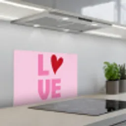 Love - Roze - Hart - Valentijn keuken achterwand spatscherm klein -3d_schuin
