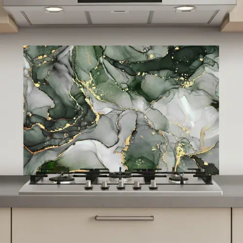 Luxe - Marmer - Groen keuken achterwand spatscherm klein -3d_website