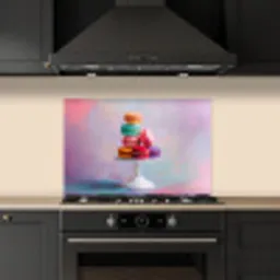 Macarons - Schaal - Pastel - Kleurrijk keuken achterwand spatscherm klein -sfeer1