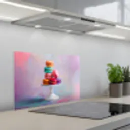 Macarons - Schaal - Pastel - Kleurrijk keuken achterwand spatscherm klein -3d_schuin