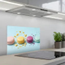 Macarons - Kleurrijk - Pastel keuken achterwand spatscherm klein -3d_schuin
