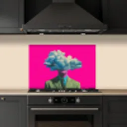 Man - Pak - Wolk - Roze keuken achterwand spatscherm klein -sfeer1