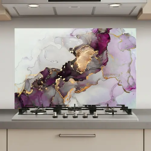 Marmer - Abstract - Goud - Paars keuken achterwand spatscherm klein -3d_website