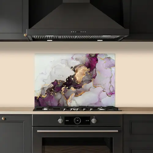 Marmer - Abstract - Goud - Paars keuken achterwand spatscherm klein -sfeer1