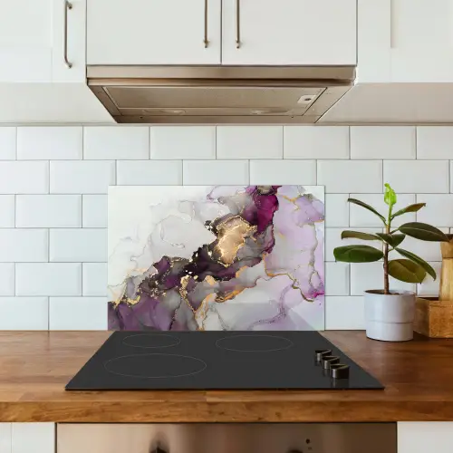 Marmer - Abstract - Goud - Paars keuken achterwand spatscherm klein -sfeer2