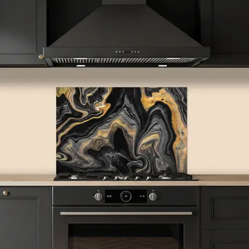 Marmer - Acryl - Goud - Luxe - Abstract keuken achterwand spatscherm klein -sfeer1