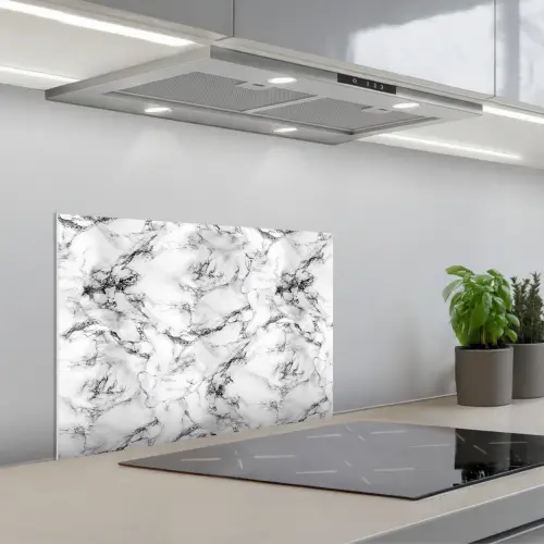 Marmer - Zwart - Dramatisch - Wit keuken achterwand spatscherm klein 900 -3d_schuin