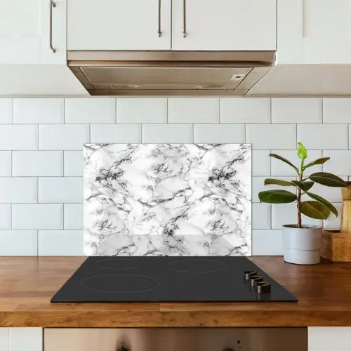 Marmer - Zwart - Dramatisch - Wit keuken achterwand spatscherm klein 900 -sfeer2