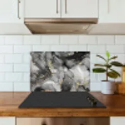 Marmer - Zwart - Goud - Grijs keuken achterwand spatscherm klein -sfeer2