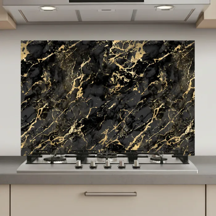 Marmer - Zwart - Goudstructuur keuken achterwand spatscherm klein 900 -3d_website