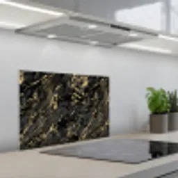 Marmer - Zwart - Goudstructuur keuken achterwand spatscherm klein 900 -3d_schuin
