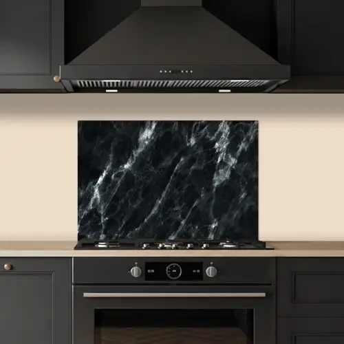 Marmer - Zwart - Luxe keuken achterwand spatscherm klein -sfeer1