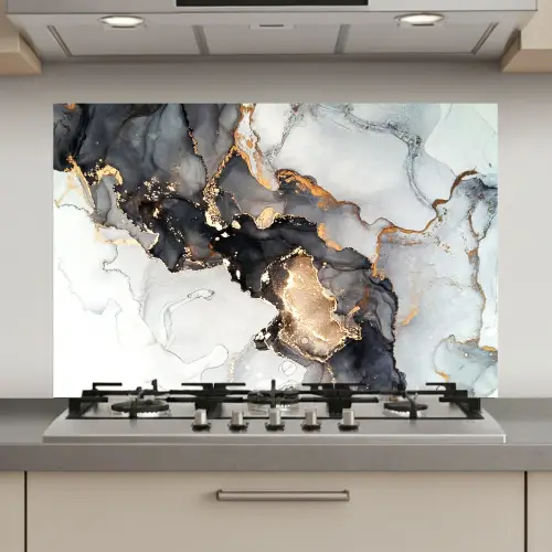 Marmer - Zwart - Wit - Goud - Luxe - Abstract keuken achterwand spatscherm klein -3d_website