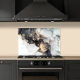 Marmer - Zwart - Wit - Goud - Luxe - Abstract keuken achterwand spatscherm klein -sfeer1