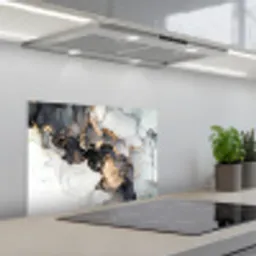 Marmer - Zwart - Wit - Goud - Luxe - Abstract keuken achterwand spatscherm klein -3d_schuin