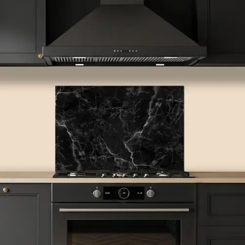 Marmer look - Luxe - Zwart keuken achterwand spatscherm klein -sfeer1
