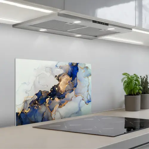 Marmer - Blauw - Goud keuken achterwand spatscherm klein -3d_schuin