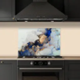 Marmer - Blauw - Goud keuken achterwand spatscherm klein -sfeer1