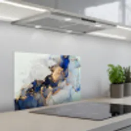 Marmer - Blauw - Goud keuken achterwand spatscherm klein -3d_schuin