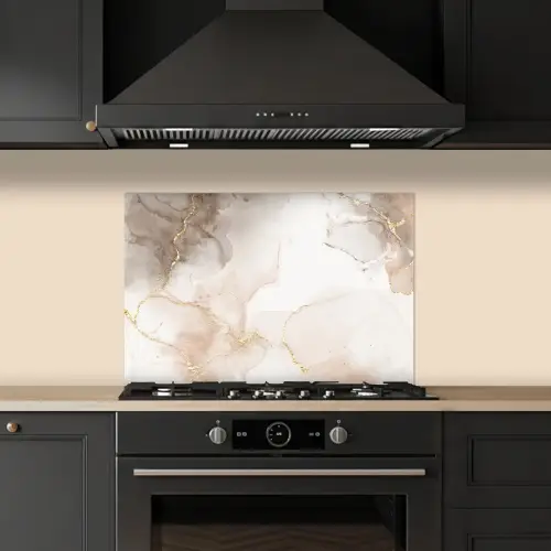 Marmer - Bruin - Gouden keuken achterwand spatscherm klein -sfeer1