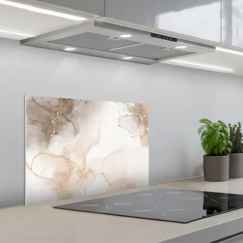 Marmer - Bruin - Gouden keuken achterwand spatscherm klein -3d_schuin