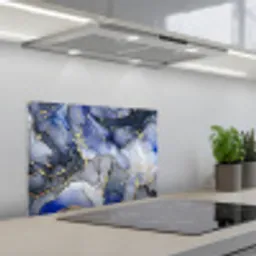 Marmer - Goud - Abstract - Blauw keuken achterwand spatscherm klein -3d_schuin