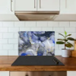 Marmer - Goud - Abstract - Blauw keuken achterwand spatscherm klein -sfeer2