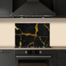 Marmer - Goud - Zwart - Marmerlook - Glitter keuken achterwand spatscherm klein -sfeer1