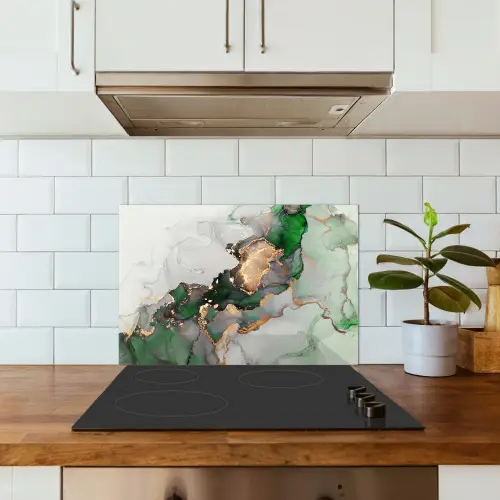 Marmer - Goud - Groen - Luxe keuken achterwand spatscherm klein -sfeer2