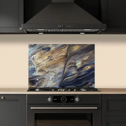 Marmer - Goud - Waterverf - Textuur - Marmerlook keuken achterwand spatscherm klein -sfeer1