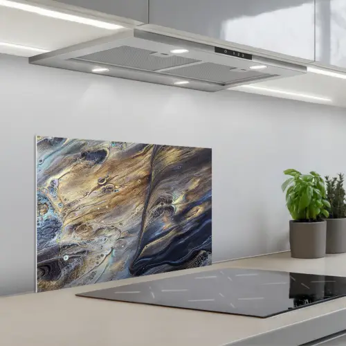 Marmer - Goud - Waterverf - Textuur - Marmerlook keuken achterwand spatscherm klein -3d_schuin