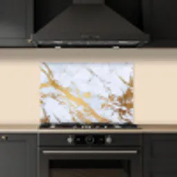 Marmer - Goud - Wit - Luxe - Marmerlook - Glitter keuken achterwand spatscherm klein -sfeer1