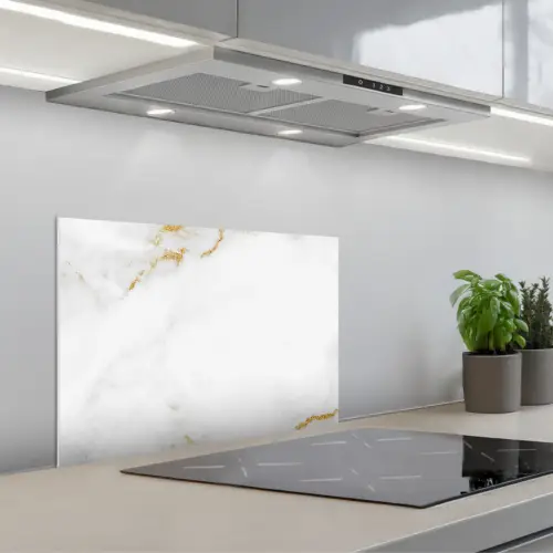 Marmer - Goud - Wit - Luxe keuken achterwand spatscherm klein -3d_schuin