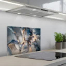 Marmer - Grijs - Blauw - Luxe - Goud keuken achterwand spatscherm klein -3d_schuin