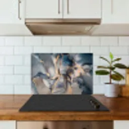 Marmer - Grijs - Blauw - Luxe - Goud keuken achterwand spatscherm klein -sfeer2