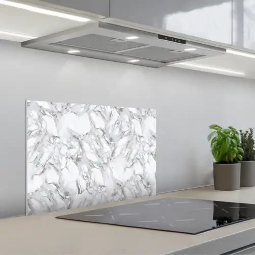 Marmer - Gelaagd - Brekend - Grijsstructuur keuken achterwand spatscherm klein 900 -3d_schuin