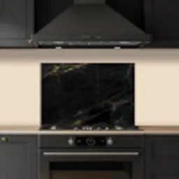 Marmer look - Luxe - Zwart - Goud keuken achterwand spatscherm klein -sfeer1