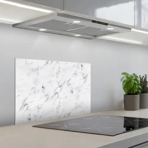 Marmer - Luxe - Wit - Grijs - Marmerlook keuken achterwand spatscherm klein -3d_schuin