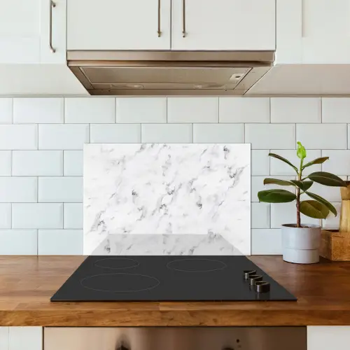 Marmer - Luxe - Wit - Grijs - Marmerlook keuken achterwand spatscherm klein -sfeer2