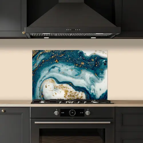 Marmer - Verf - Glitter - Goud keuken achterwand spatscherm klein -sfeer1