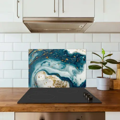 Marmer - Verf - Glitter - Goud keuken achterwand spatscherm klein -sfeer2