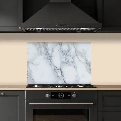 Marmer - Patroon - Gijs - Wit - Marmerlook - Luxe keuken achterwand spatscherm klein -sfeer1