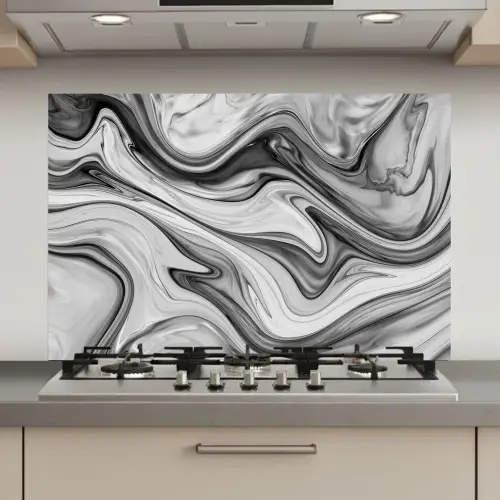 Marmer - Patronen - Grijs - Marmerlook - Zwart keuken achterwand spatscherm klein -3d_website