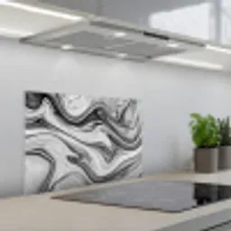 Marmer - Patronen - Grijs - Marmerlook - Zwart keuken achterwand spatscherm klein -3d_schuin