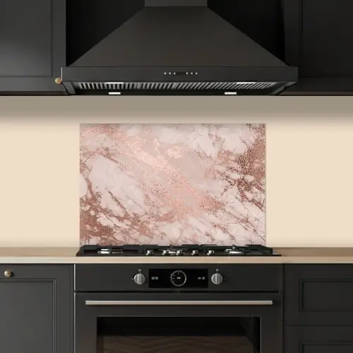 Marmer - Roze - Luxe - Marmerlook - Glitter - Design keuken achterwand spatscherm klein -sfeer1