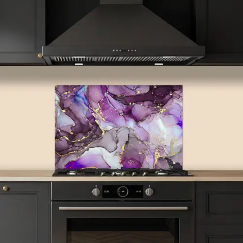 Marmer - Roze - Paars - Gold keuken achterwand spatscherm klein -sfeer1
