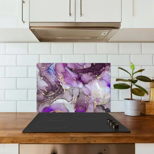 Marmer - Roze - Paars - Gold keuken achterwand spatscherm klein -sfeer2