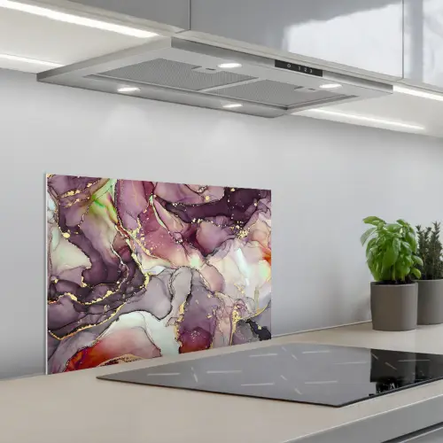 Marmer - Rood - Paars - Goud keuken achterwand spatscherm klein -3d_schuin
