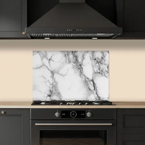 Marmer - Steen - Wit - Grijs - Zwart - Marmerlook keuken achterwand spatscherm klein -sfeer1
